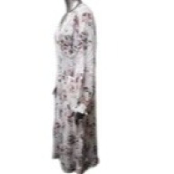 American Rag Women's M Maxi Dress Floral Blouse, Long Sleeve Side Slits - Picture 3 of 13